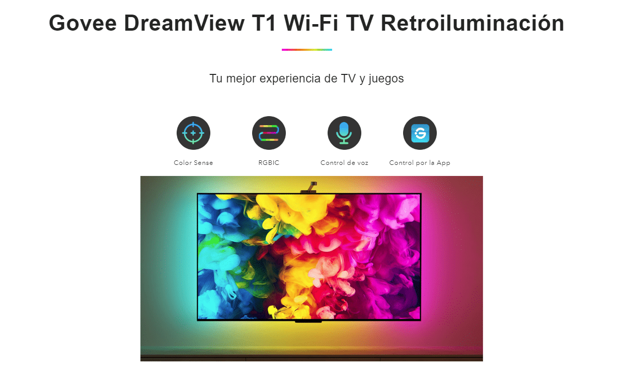 Govee DreamView T1 - Retroiluminación LED RGBIC para TV