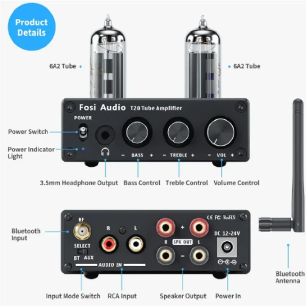 Amplificador De Potencia De Sonido Fosi Audio TB10D + Parlantes Pasivos  Hi-Fi Edifier P12 20W