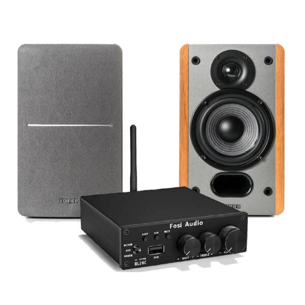 Amplificador De Sonido Fosi Audio BT30D + Parlantes Pasivos Hi-Fi Edifier  P12 20W