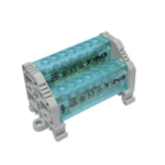 Unidad de distribución 7x12mm² de 2 polos y 12 agujeros 2/10 con tapa – Onka