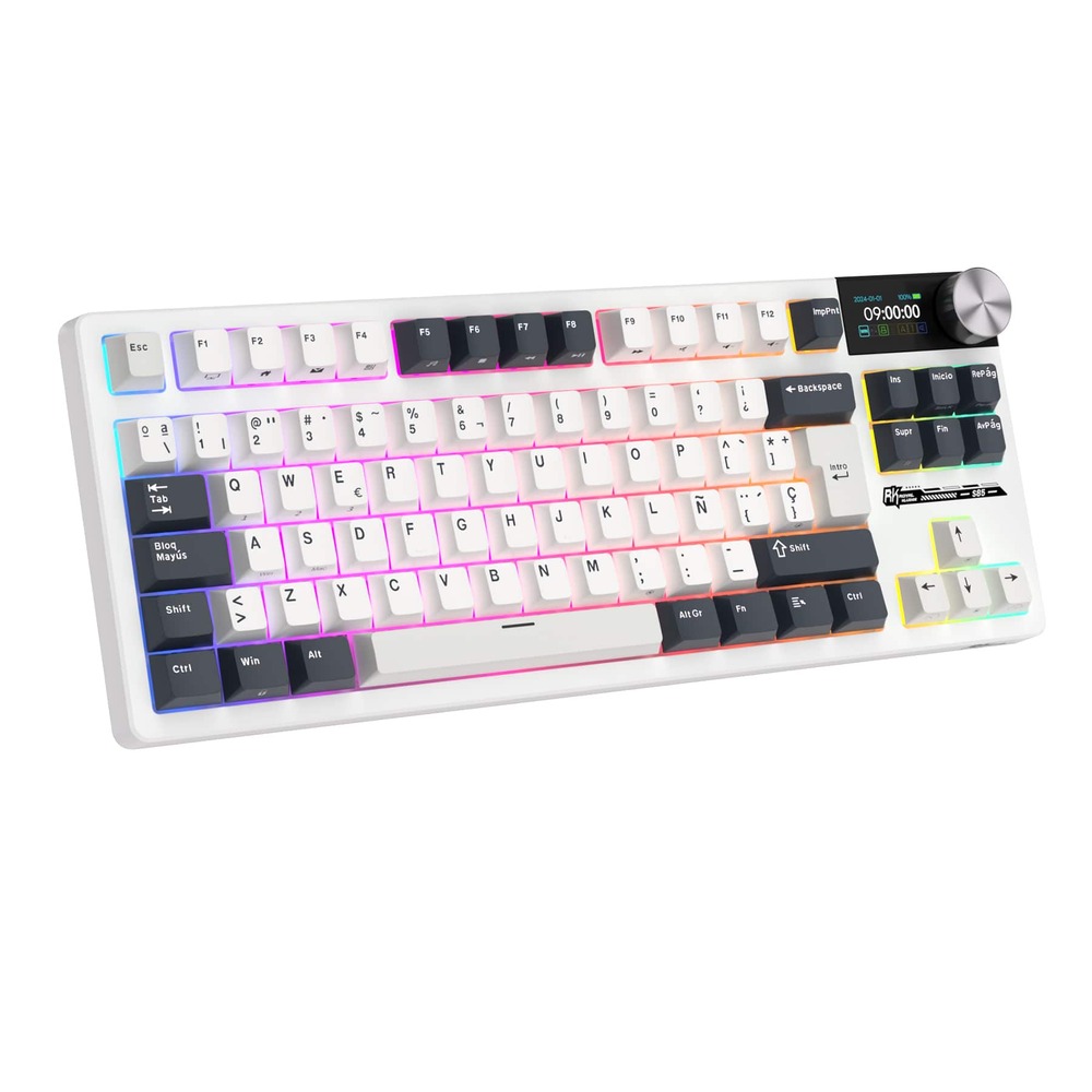 Teclado Mecánico Inalámbrico RK S85 White Night 80% TKL Español