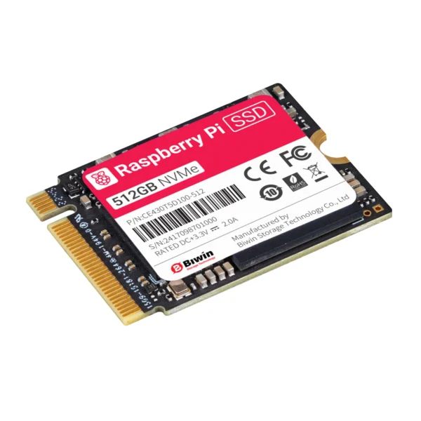 Unidad SSD 512GB Raspberry Pi - Interfaz PCIe Gen3 NVMe 2230 M.2
