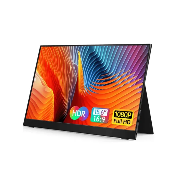 Monitor Portátil Vilva 15,6" FHD 1080P IPS con USB-C HDMI Cubierta y Altavoces Negro