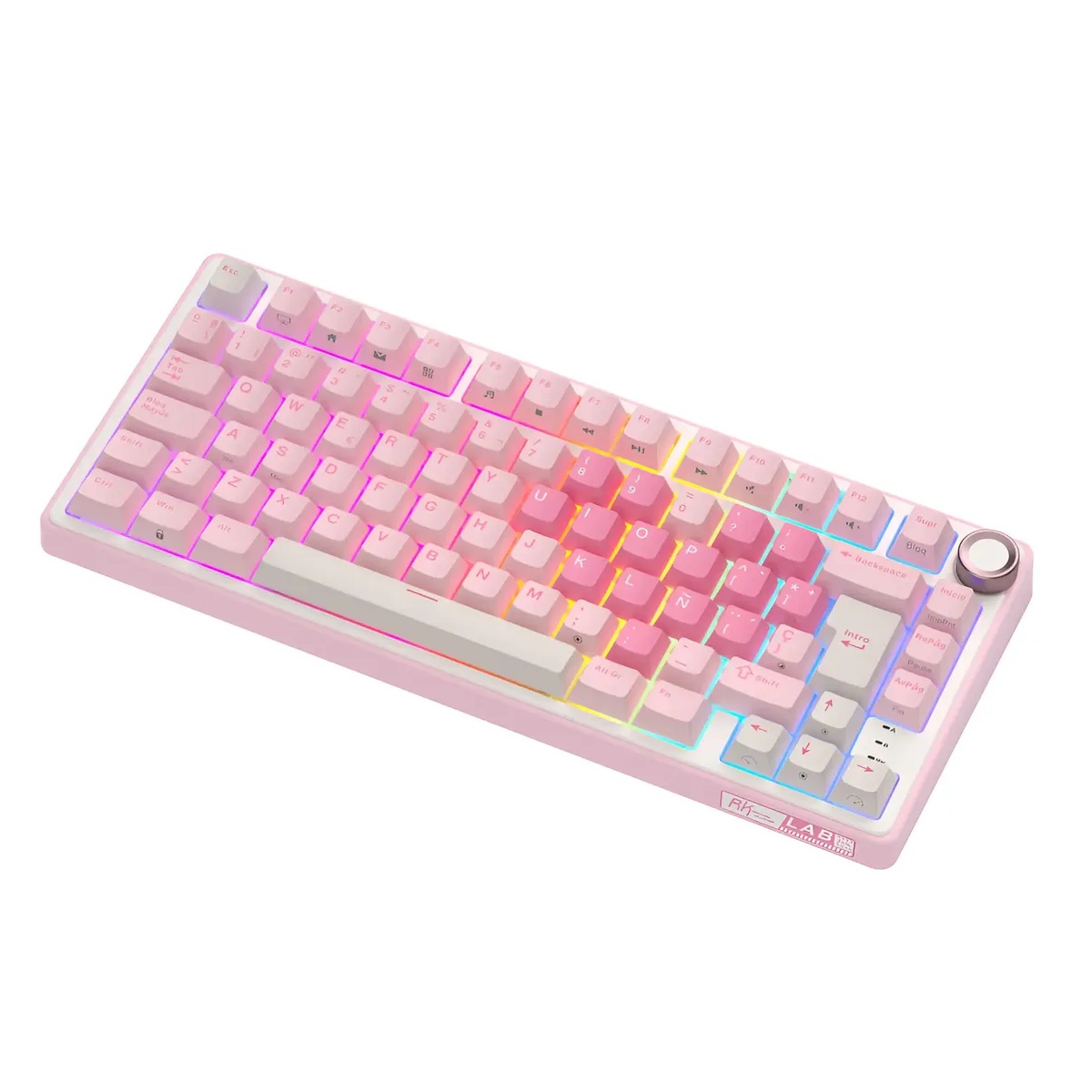 tecladorkr75pink Teclado Mecánico Rosado RK R75 Pink Melody Español RGB Hot Swap - Imagen 1
