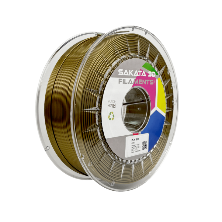 pla850dorado Filamento PLA 850 Color Dorado 1.75mm 1kg - Sakata 3D - Imagen 1