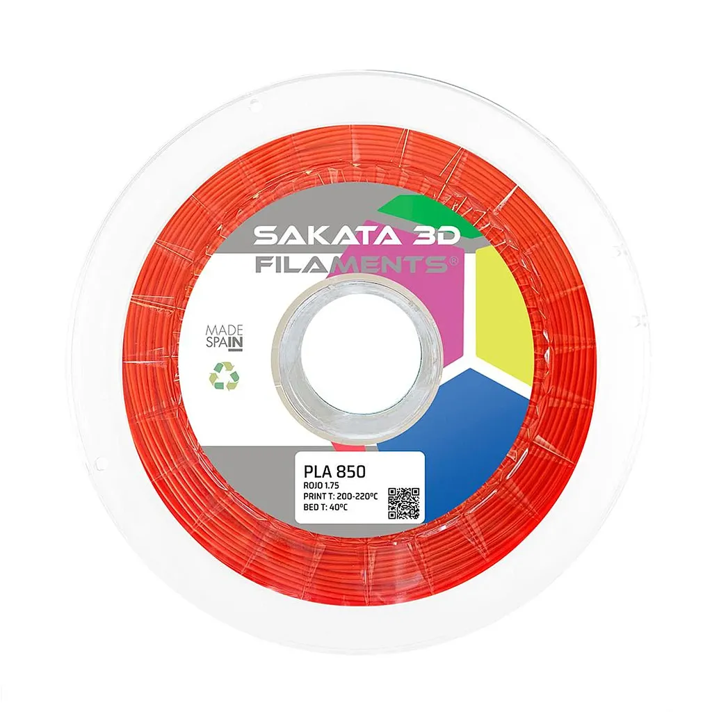 pla850rojo Filamento PLA 850 Color Rojo 1.75mm 1kg - Sakata 3D - Imagen 1