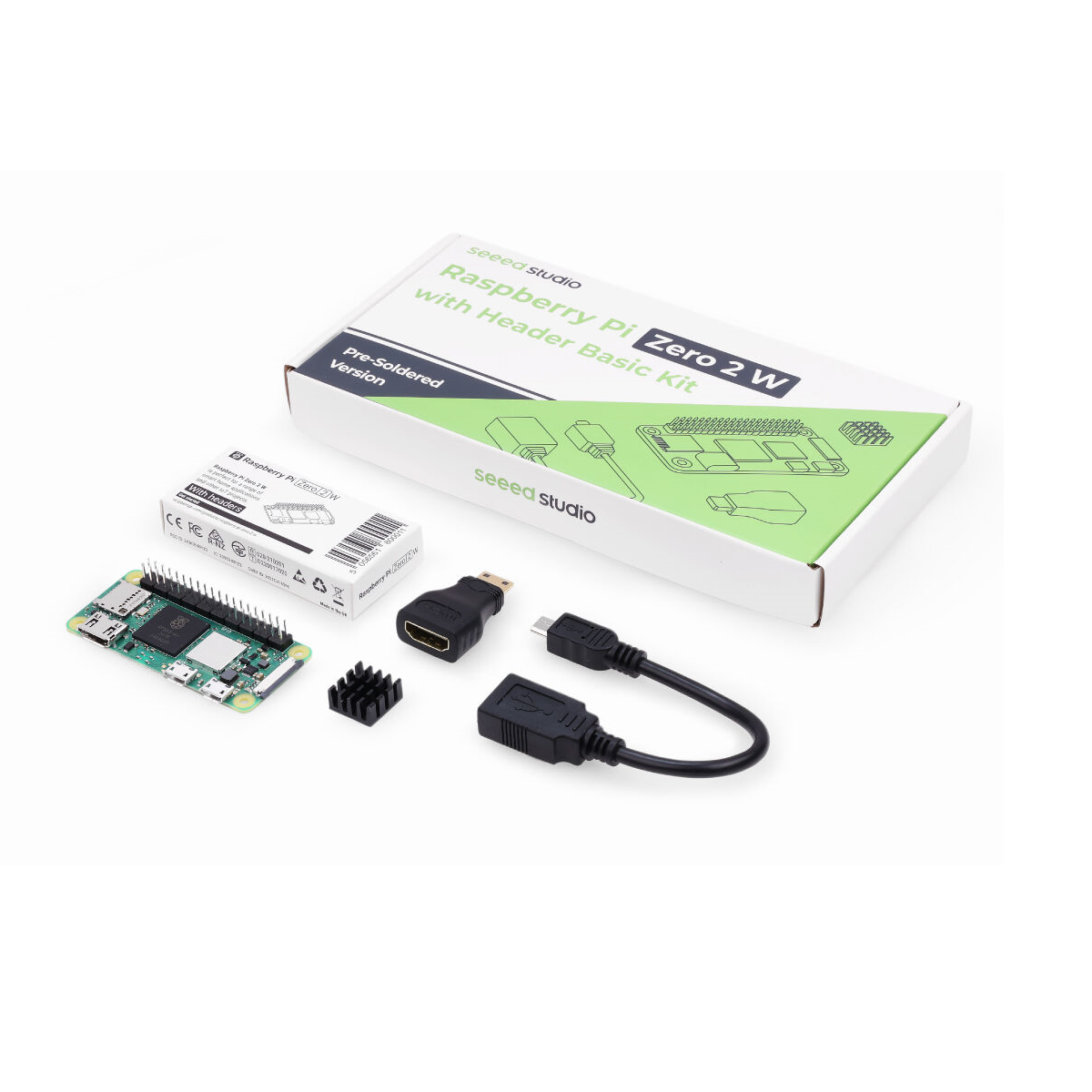 PORTADA Kit Raspberry Pi Zero 2 W con Headers WiFi Bluetooth + Adaptadores y Disipador - Seeed Studio - Imagen 1