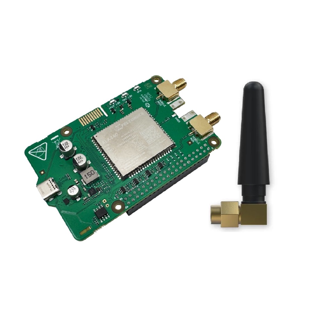 calyx con antena Teltonika CALYX Raspberry Pi HAT+ 4G LTE con Antena SMA Movil en Ángulo - Imagen 1